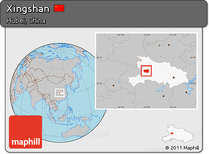 Gray Location Map of Xingshan, highlighted parent region