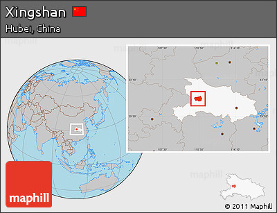 Gray Location Map of Xingshan, highlighted parent region