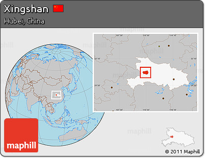 Gray Location Map of Xingshan, highlighted parent region