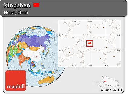 Political Location Map of Xingshan, highlighted country