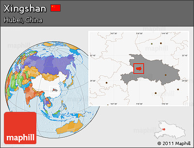 Political Location Map of Xingshan, highlighted country, highlighted parent region