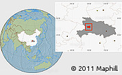 Savanna Style Location Map of Xingshan, highlighted country, highlighted parent region, hill shading