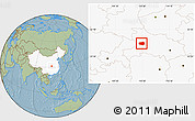 Savanna Style Location Map of Xingshan, highlighted country, hill shading