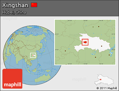 Savanna Style Location Map of Xingshan, highlighted parent region