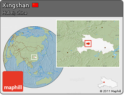 Savanna Style Location Map of Xingshan, highlighted parent region, hill shading