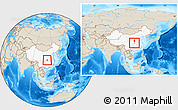 Shaded Relief Location Map of Xingshan, highlighted country, within the entire country
