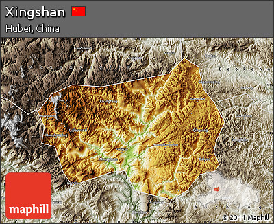 Physical Map of Xingshan, semi-desaturated