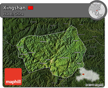 Satellite Map of Xingshan, darken