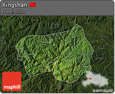 Satellite Map of Xingshan, darken