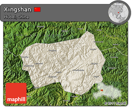 Shaded Relief Map of Xingshan, satellite outside