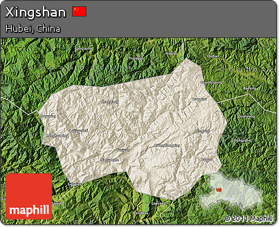 Shaded Relief Map of Xingshan, satellite outside
