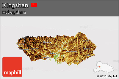 Physical Panoramic Map of Xingshan, cropped outside