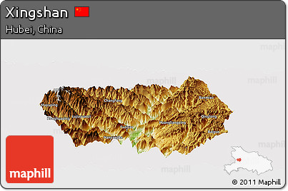 Physical Panoramic Map of Xingshan, cropped outside