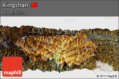 Physical Panoramic Map of Xingshan, darken