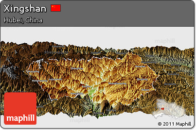 Physical Panoramic Map of Xingshan, darken