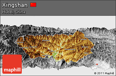 Physical Panoramic Map of Xingshan, desaturated