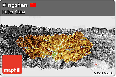 Physical Panoramic Map of Xingshan, desaturated