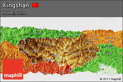 Physical Panoramic Map of Xingshan, political outside