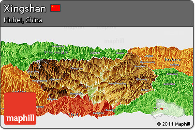 Physical Panoramic Map of Xingshan, political outside