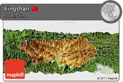 Physical Panoramic Map of Xingshan, satellite outside