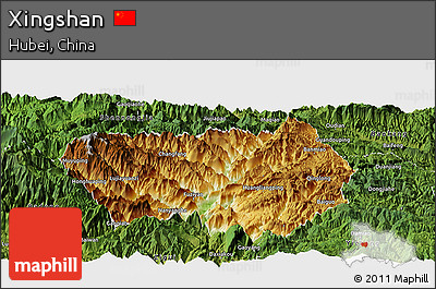Physical Panoramic Map of Xingshan, satellite outside