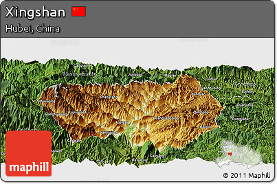 Physical Panoramic Map of Xingshan, satellite outside