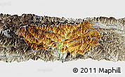 Physical Panoramic Map of Xingshan, semi-desaturated
