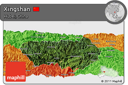 Satellite Panoramic Map of Xingshan, political outside