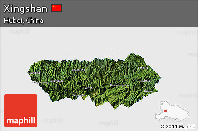 Satellite Panoramic Map of Xingshan, single color outside