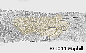 Shaded Relief Panoramic Map of Xingshan, desaturated
