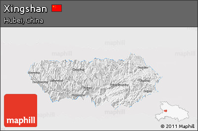 Silver Style Panoramic Map of Xingshan, single color outside