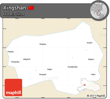 Classic Style Simple Map of Xingshan, single color outside