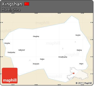 Classic Style Simple Map of Xingshan, single color outside