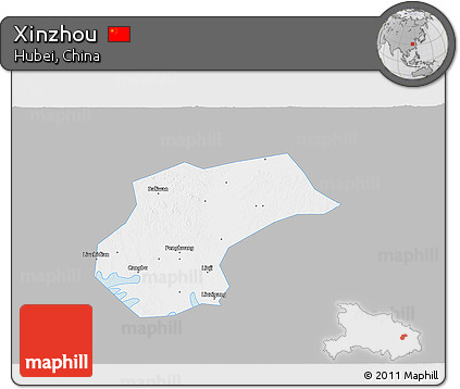 Gray 3D Map of Xinzhou, single color outside