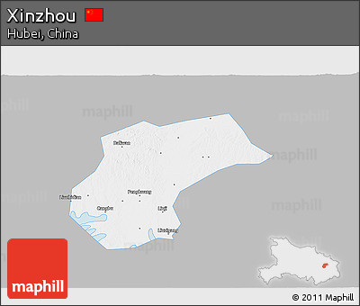 Gray 3D Map of Xinzhou, single color outside