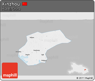 Gray 3D Map of Xinzhou, single color outside