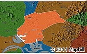 Political 3D Map of Xinzhou, darken