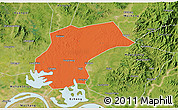 Political 3D Map of Xinzhou, satellite outside