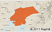 Political 3D Map of Xinzhou, shaded relief outside