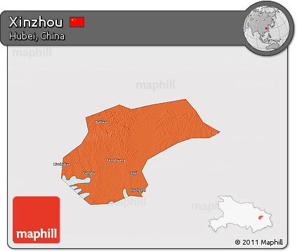 Political 3D Map of Xinzhou, single color outside