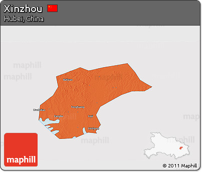 Political 3D Map of Xinzhou, single color outside