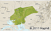 Satellite 3D Map of Xinzhou, shaded relief outside