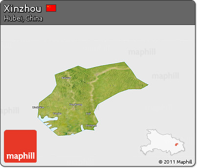 Satellite 3D Map of Xinzhou, single color outside