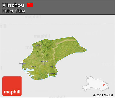 Satellite 3D Map of Xinzhou, single color outside