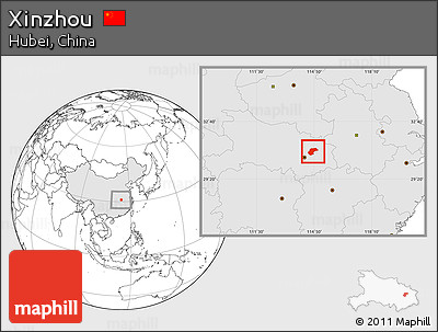 Blank Location Map of Xinzhou, highlighted country
