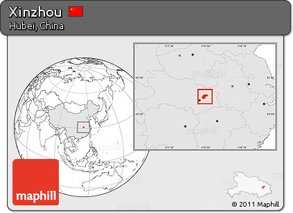 Blank Location Map of Xinzhou, highlighted country