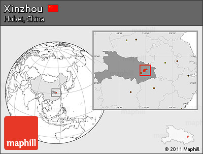 Blank Location Map of Xinzhou, highlighted country, highlighted parent region