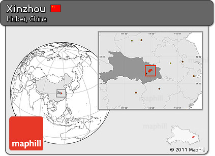 Blank Location Map of Xinzhou, highlighted country, highlighted parent region