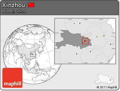 Blank Location Map of Xinzhou, highlighted country, highlighted parent region