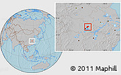 Gray Location Map of Xinzhou, hill shading